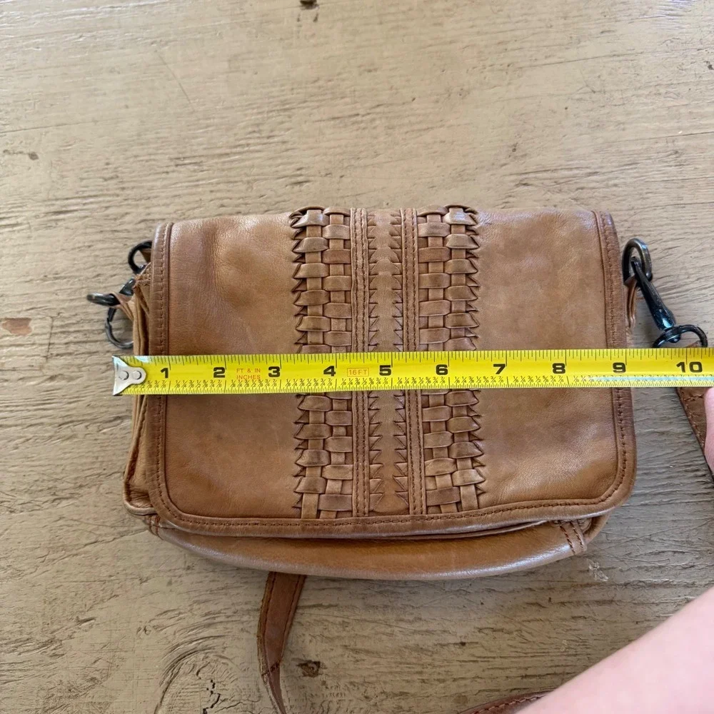Trades of‎ Hope Cognac Brown Woven Leather Crossbody Messenger Bag Boho